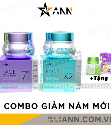 Combo Face Hỗ Trợ Giảm Nám Tím Xanh Biển SON Cosmetic Tặng Cao Bưởi Phiên Bản Mới - COMBOSON8