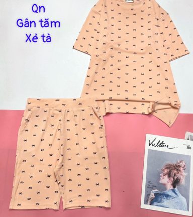 Đồ bộ gân tăm quần lửng gân tăm xẻ tà - DBO4818