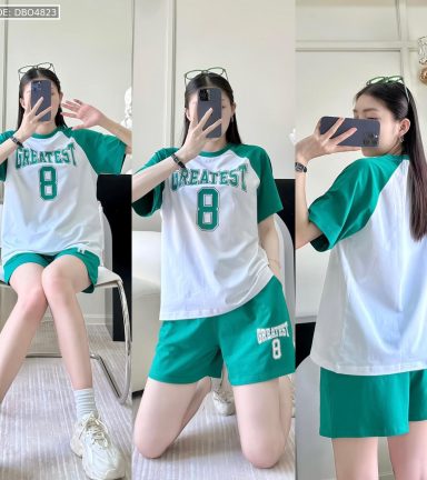 đồ bộ quần đùi áo tay ngắn in số 8 - DBO4823