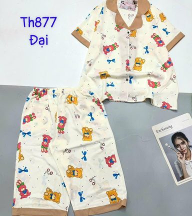 Đồ bộ quần ngố mango pijama có túi trước in nhiều hình - DBO4834
