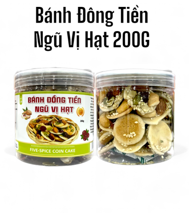 Bánh Đồng Tiền Ngũ Vị Hạt 200g Hộp Pet - 8936208932282