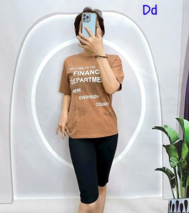 Đồ bộ quần lửng đen áo tay ngắn in nhiều chữ - DBO4854