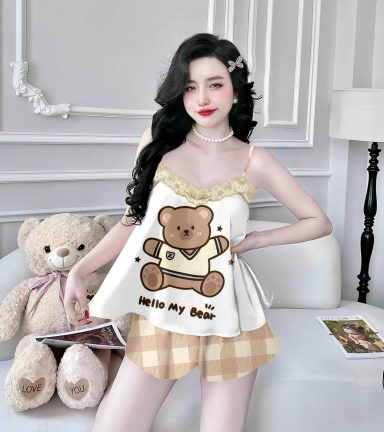Đồ bộ quần đùi latin áo hai dây phối ren - DBO4861