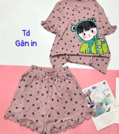 đồ bộ quần đùi áo tay ngắn in hình bé gái - DBO4862
