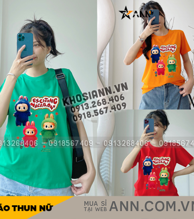 Áo Thun Thái Nữ Cổ Tròn In Hình Ba Gấu Labubu Size M(40-60kg) - AG1427