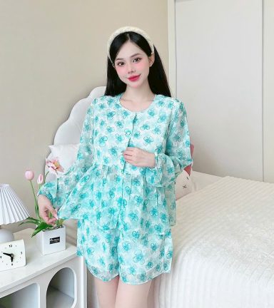 Đồ bộ quần đùi latin áo tay dài 2 lớp nhiều hoạ tiết - DBO4901