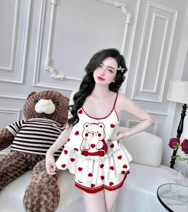 Đồ bộ quần đùi latin áo hai dây bèo thân áo - DBO4913