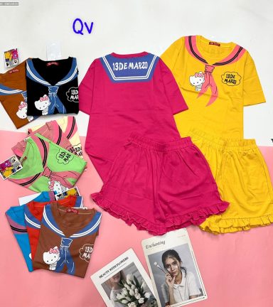 đồ bộ quần đùi áo tay ngắn in hình khăn quàng - DBO4920