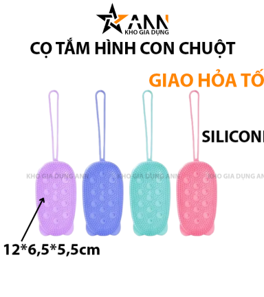 Bông Tắm Tạo Bọt 2 Mặt Bằng Silicon Hình Chuột - Bông Tắm Silicon Mềm Mại 12x6,5x5,5cm - CTHCC01