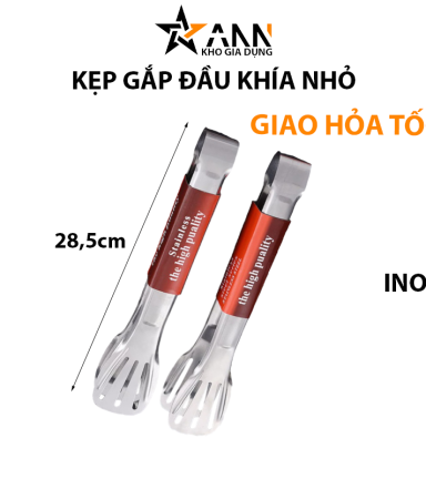 Kẹp Gắp Thức Ăn Bằng Inox - Kẹp Gắp Đồ Nướng Gắp Thịt Đầu Khía 28,5cm - KGDK01