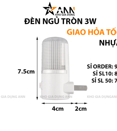Đèn Ngủ 3W Tròn - Bóng Led Tiết Kiệm Điện 7,5x4cm - DNT3W