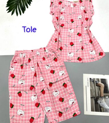 Đồ bộ vải tole quần lửng áo sát nách bèo - DBO4952