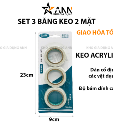 Set 3 Cuộn Băng Keo 2 Mặt - Cuộn Keo 23X9 Cm - BK2M01