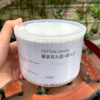 24875_vn-11134207-7r98o-lylt3tc858b152-tn_20240817162945-3.jpg Combo 3 Hộp Tăm Bông Mỗi Hộp 500 Tăm Bông Ngoáy Tai - Tăm Bông Thân Gỗ 2 Đầu Bông Mềm Mại 8x12cm - TBTG500