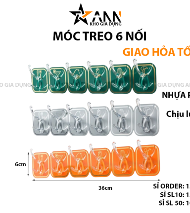 Combo 3 Thanh 6 Móc Treo Dán Tường - Móc Nhựa Treo Đồ Dán Tường Nhà Bếp Nhà Tắm Đa Năng Chịu Lực Tốt 36x6cm - MTDT01