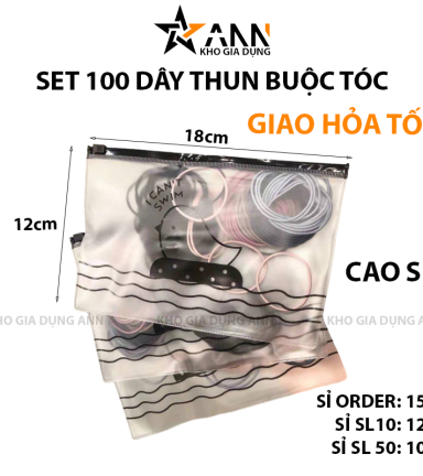 Set 100 Dây Thun Buộc Tóc Có Túi Zip 18x12cm - DTBT100