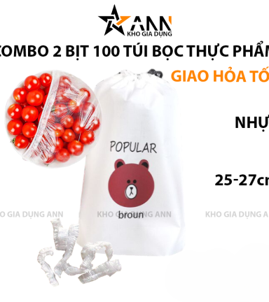 Combo 3 Bịt màng bọc- 1 bịt 100 Túi Bọc Thực Phẩm Co Giãn Siêu Dai Dùng 1 Lần 17x21x4cm(3 - BTPCG01