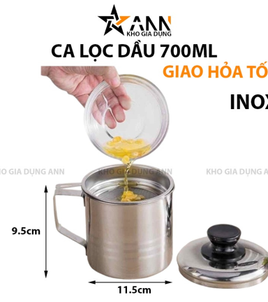 Ca Lọc Dầu Inox 304 Có Lưới Lọc Cặn Và Tạp Chất Tiện Lợi 700ml - CLD01