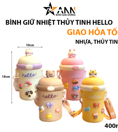 Bình Giữ Nhiệt Thủy Tinh Hello 400ml - BCNTTHL01