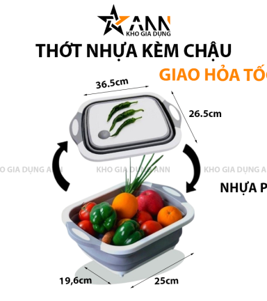 Thớt Nhựa Kèm Chậu Gấp Gọn Tiện Lợi - TNKC01