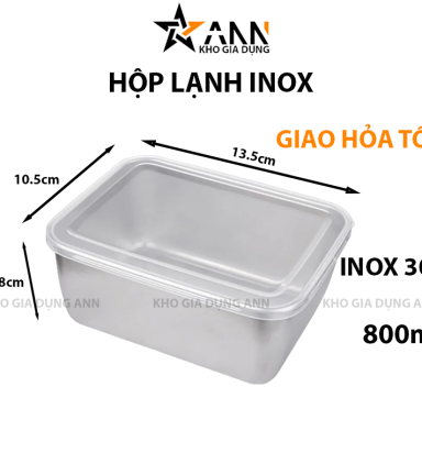 Hộp Lạnh Inox Đựng Thực Phẩm Kèm Nắp Nhựa 13.5x10.5x5.8cm - HLIN01