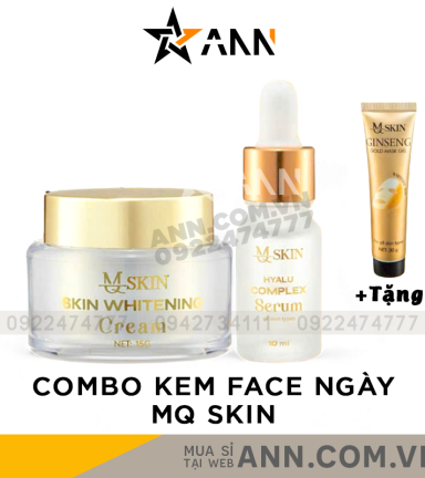 Combo Kem Face Nhân Sâm Ban Ngày MQ Skin Whitening Cream + Serum Hyalu Complex - CBFACEMQSKIN03