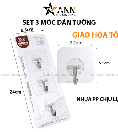 Set 3 Móc Dán Tường Chịu Lực Tiện Lợi 5.5x5.5cm - S3MTDT01