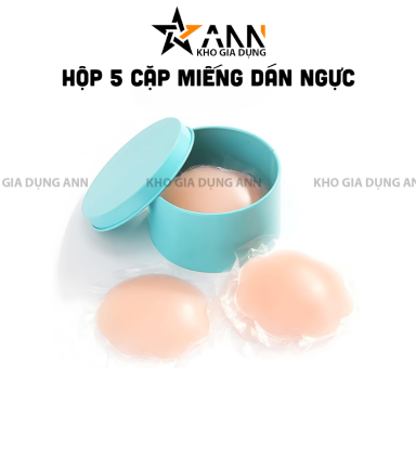 Hộp 5 Cặp Miếng Dán Ngực Siêu Dính Tái Sử Dụng Nhiều Lần Hộp 8x8x6.5cm - MDN01