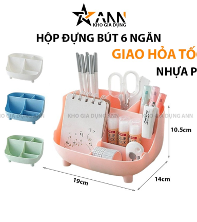 Hộp Đựng Bút 6 Ngăn Tặng Kèm Sticker Dễ Thương 19x14x10.5cm - HDBDN01
