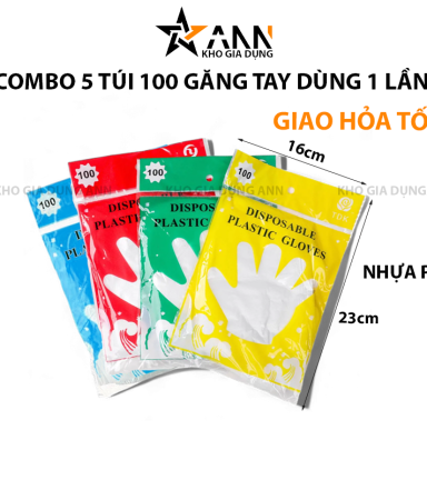 Combo 5 Túi 100 Găng Tay Nilong Dùng 1 Lần Siêu Dai Găng Tay 16cmx23cm - TUI100GT01