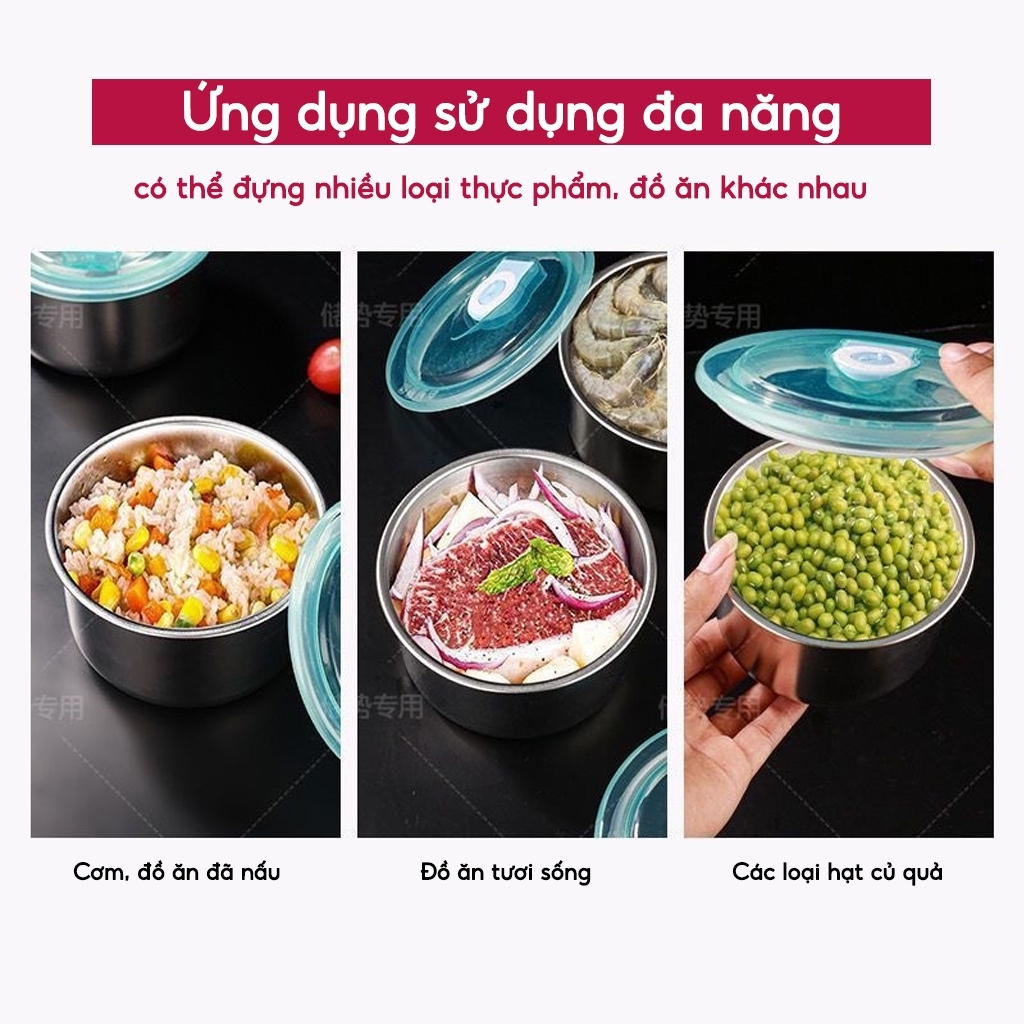 Chuyên sỉ combo 2 Hộp Inox Tròn Đựng Thực Phẩm Có Nắp Đậy 11x11x7cm 7 Chuyên sỉ combo 2 Hộp Inox Tròn Đựng Thực Phẩm Có Nắp Đậy 11x11x7cm