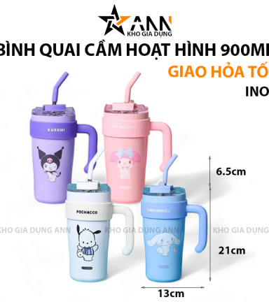 Bình Giữ Nhiệt Inox Có Tay Cầm Hoạt Hình 900ml - BGNTCHH01