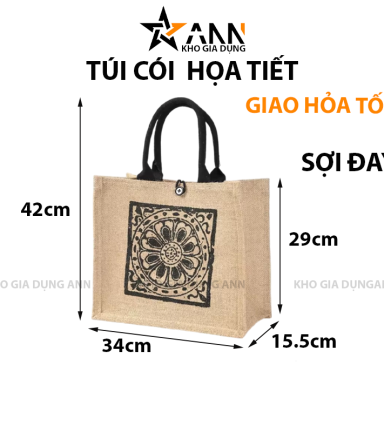 Túi Cói Size To Túi Xách Cói Họa Tiết Đơn Giản 34x29cm - TCHTDG01