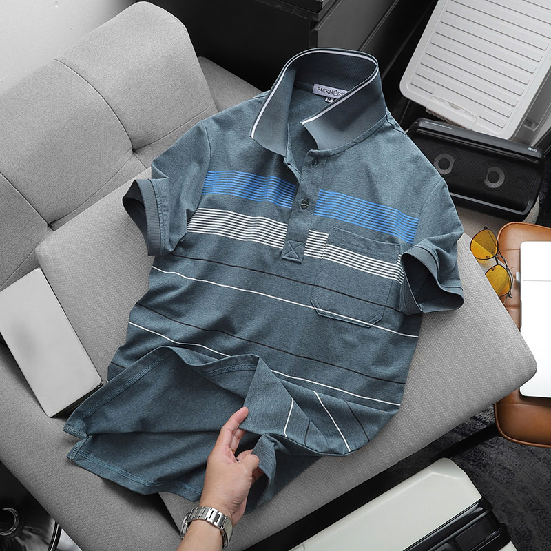 24997_z5781820579071-d4667b4465f5d7135ad6dcee385aed77_20240831124712-5.jpg Áo Thun Nam Cổ Bẻ Có Túi Hoạ Tiết Sọc Ngang In Dẻo (Có size 3x) - CS233