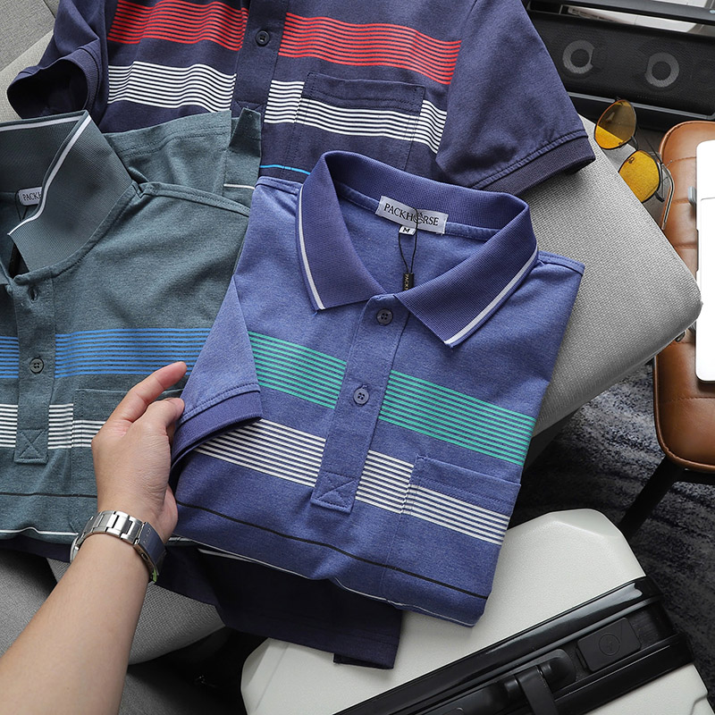 24997_z5781820592549-0edb44c6ebc8d719088531de79023da0_20240831124713-5.jpg Áo Thun Nam Cổ Bẻ Có Túi Hoạ Tiết Sọc Ngang In Dẻo (Có size 3x) - CS233