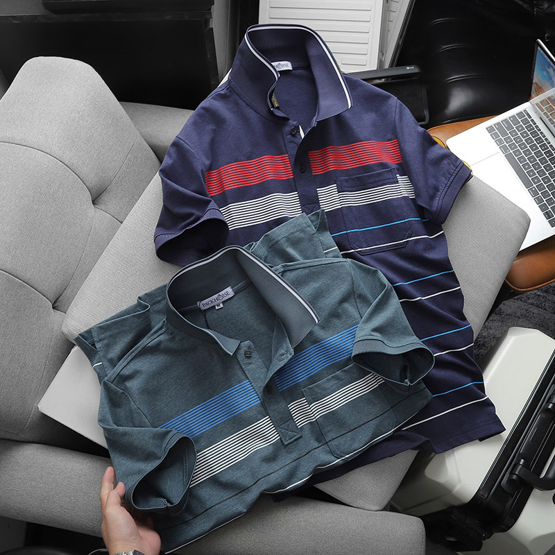 24997_z5781820653918-51a562f7e2ea20253df1a04196b667f0_20240831124717-5.jpg Áo Thun Nam Cổ Bẻ Có Túi Hoạ Tiết Sọc Ngang In Dẻo (Có size 3x) - CS233