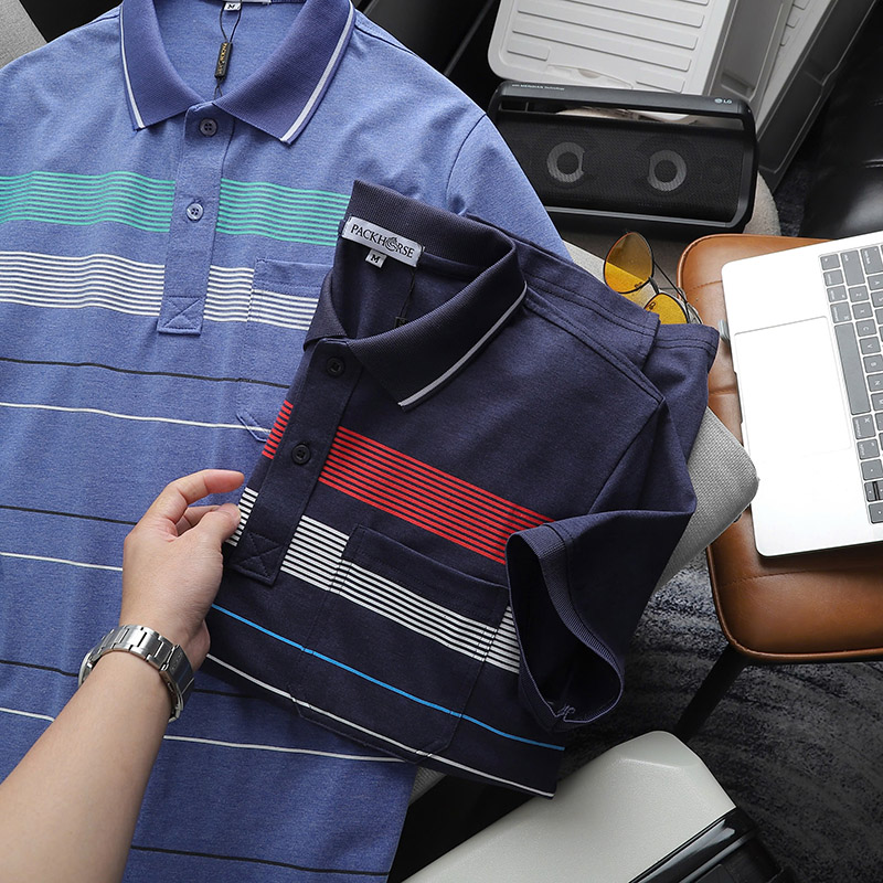 24997_z5781823069899-b0778b634b2a8ecab49ae1bfd071104a_20240831124718-5.jpg Áo Thun Nam Cổ Bẻ Có Túi Hoạ Tiết Sọc Ngang In Dẻo (Có size 3x) - CS233