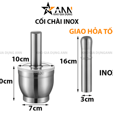 Cối Chài Inox 304 Có Nắp Đậy Kèm Tiện Lợi 10x10x10cm - CCIN304