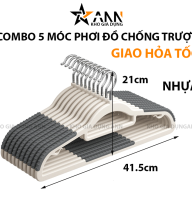 5 Móc Treo Quần Áo Chống Trượt 41.5x21cm - MTQACT01
