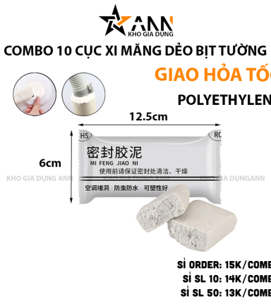 Combo 10 Xi Măng Dẻo Chống Thấm Xi Măng Trắng Đông Cứng Nhanh 12.5x6x1.5cm - XMDCT01