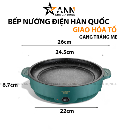 Bếp Nướng Điện Chống Dính Tráng Men 26cm - BNDCD01