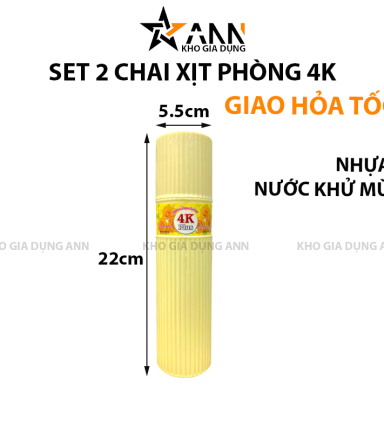 Set 2 Chai Xịt Thơm Phòng 4K Plus Khử Mùi - XPKM4K01