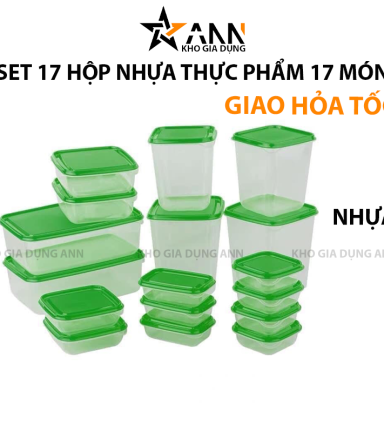 Set Hộp Nhựa 17 Món Đựng Bảo Quản Thực Phẩm - HDTP17M01