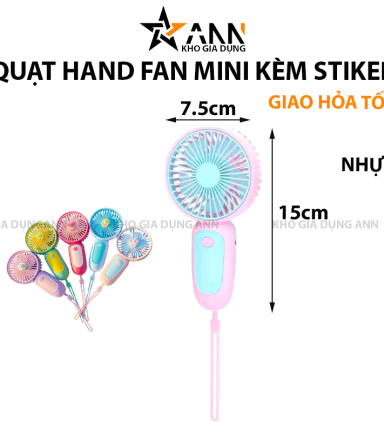 Quạt Mini Cầm Tay Kèm Stiker 7.5x15x5.5cm - QMNCTHF01