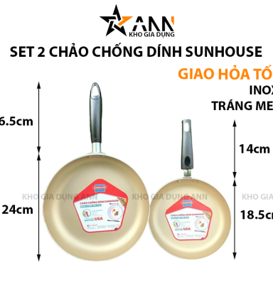 Set 2 Chảo Chống Dính Sunhouse Dùng Cho Bếp Ga - S2CH01