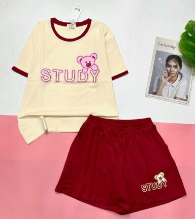 Đồ bộ quần đùiu tay áo ngắn in thỏ STUDY - DBO5023