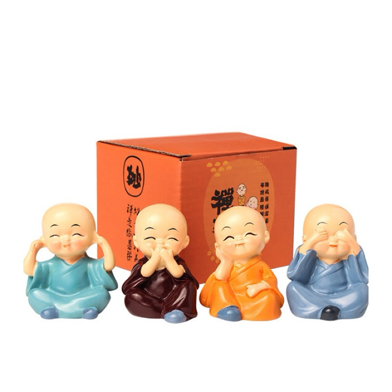 Chỗ sỉ bộ Tượng Bốn Không Chú Tiểu 4.5x4cm 6 Chỗ sỉ bộ Tượng Bốn Không Chú Tiểu 4.5x4cm