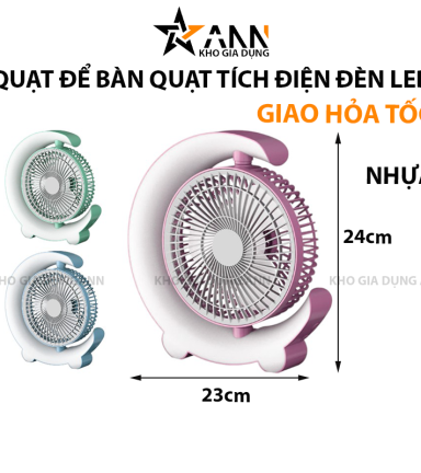 Quạt Tích Điện Để Bàn Hình Trăng Khuyết Có Đèn Led - QDBLED01