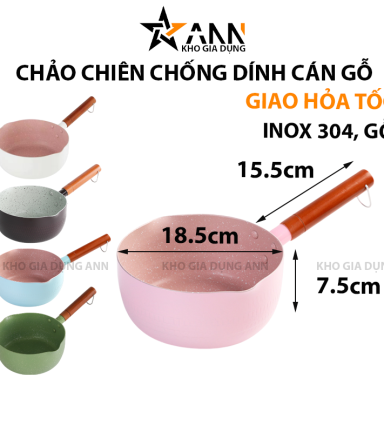 Chảo Chống Dính Tráng Men Cán Gỗ Nhiều Màu 18.5x7.5cm - CCCDCG01
