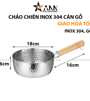 Chảo Sâu Lòng Inox Cán Gỗ 18x16cm - CHIN30401